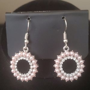 Pink Pearl & Silver Earrings